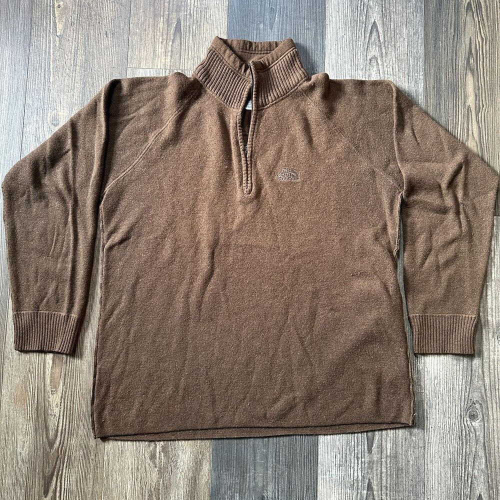 The North Face 1/4 Zip Sweater Mens Large Brown Minimalist Outdoor Pullover